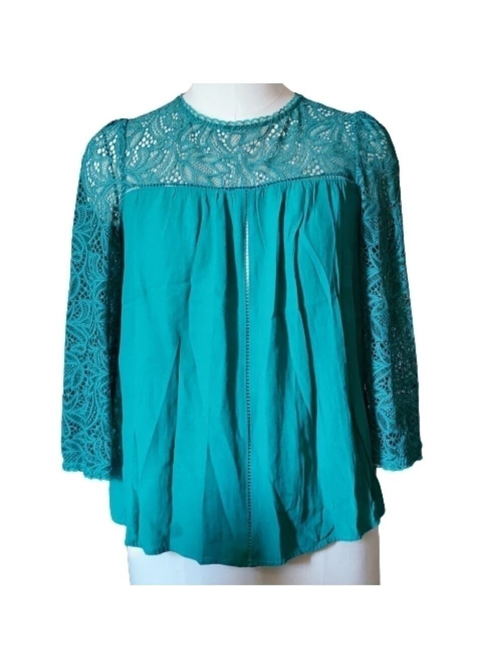 Moulinette soeur lace long sleeve blouse color green size 10